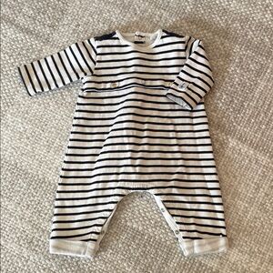 Petit Bateau Striped Navy and White Kids One Piece